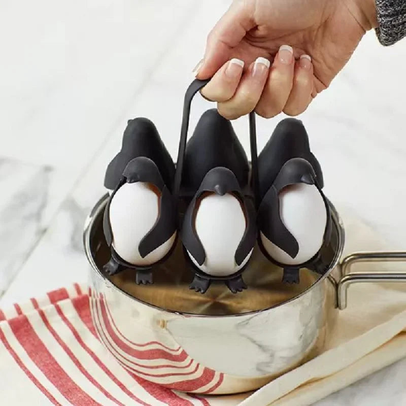 Penguin shaped 3-in-1 egg boiler for hard boiled or soft boiled eggs