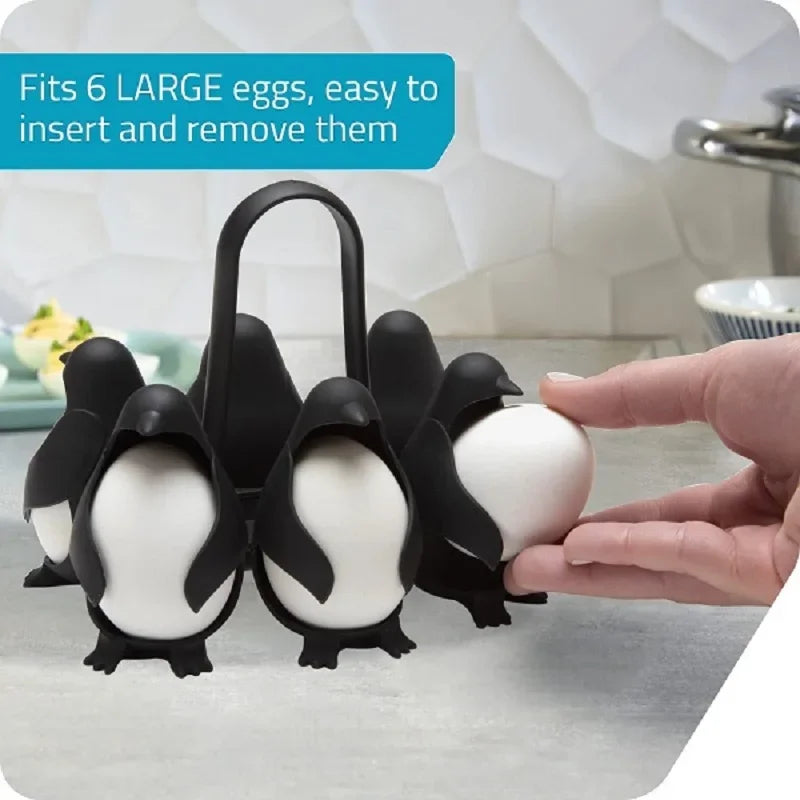 Penguin shaped 3-in-1 egg boiler for hard boiled or soft boiled eggs