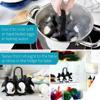 Penguin shaped 3-in-1 egg boiler for hard boiled or soft boiled eggs