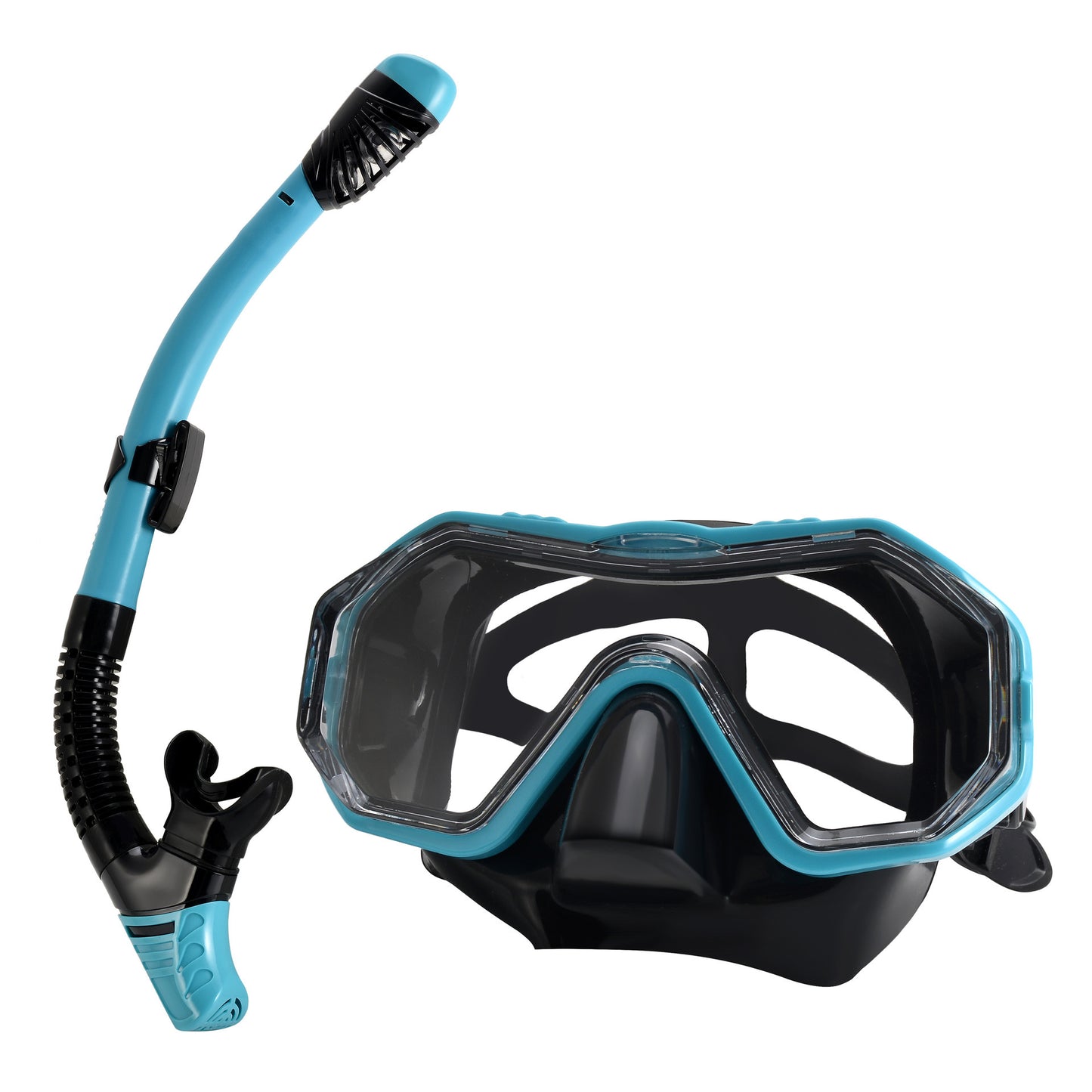 Green Black Professional Snorkeling Mask and Dry-Top Snorkel Set