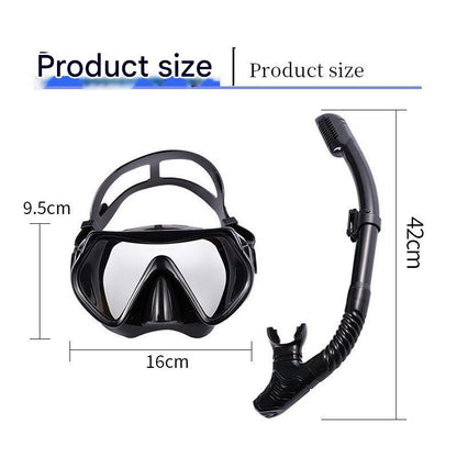 Green Black Professional Snorkeling Mask and Dry-Top Snorkel Set