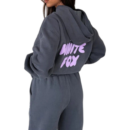 White Fox Women'S Casual Hoodie Tracksuit Set Hooded Sweatshirt Pullover 2Pcs