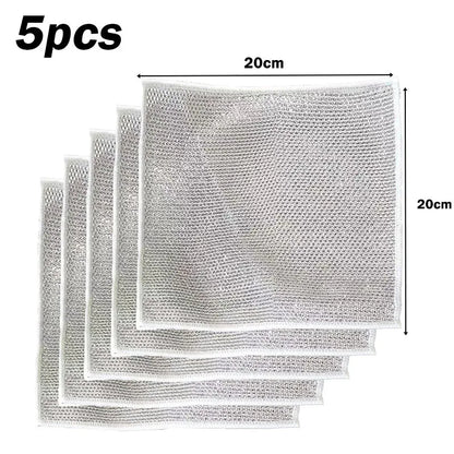 Rust Removal Cleaning Cloth Kitchen Magic Dishwashing Towel Metal Steel Wire Cleaning Rag Microwave Stove Clean Tools Dish Cloth