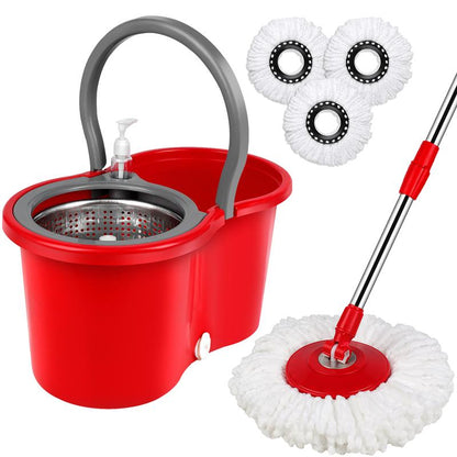 Colorful 360 Spin Mop Bucket Set Wringer System with 3 Microfiber Refills and Stainless Steel Extendable Pole - Plastic Bucket