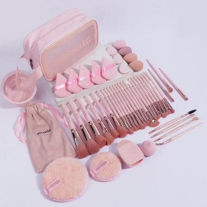 Christmas Makeup Tool Set, 49Pcs/Set Makeup Tools with Storage Bag, Soft Makeup Brushes, Beauty Sponges, Powder Puffs, Face Wash Puffs, Brush Cleaner Mat & Makeup Bag, Multifunctional Makeup Tool Kit, Fall Gift, Fall Sets